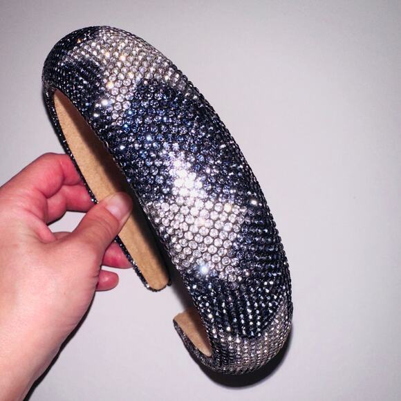 Black and‎ Silver Rhinestone Headband Sparkly Hair Accessory - Picture 4 of 6